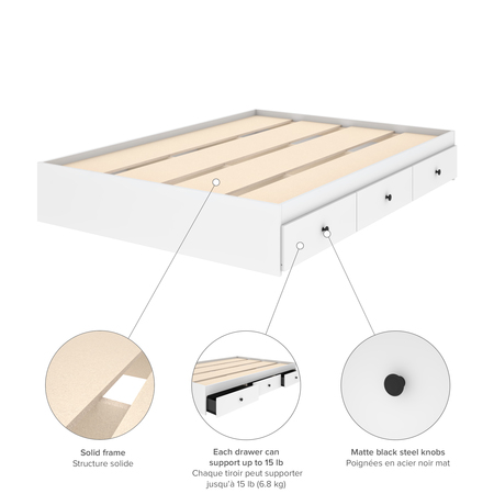 Bestar Mira Full Platform Storage Bed, White 109221-000017